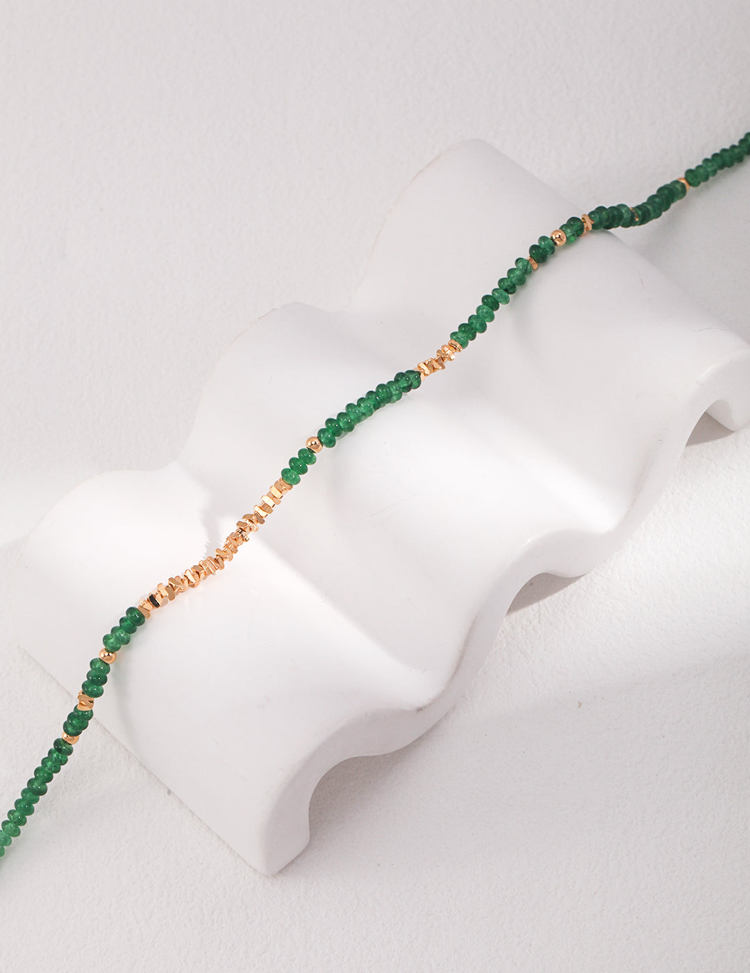 Crushed Silver & Green Gemstone Necklace