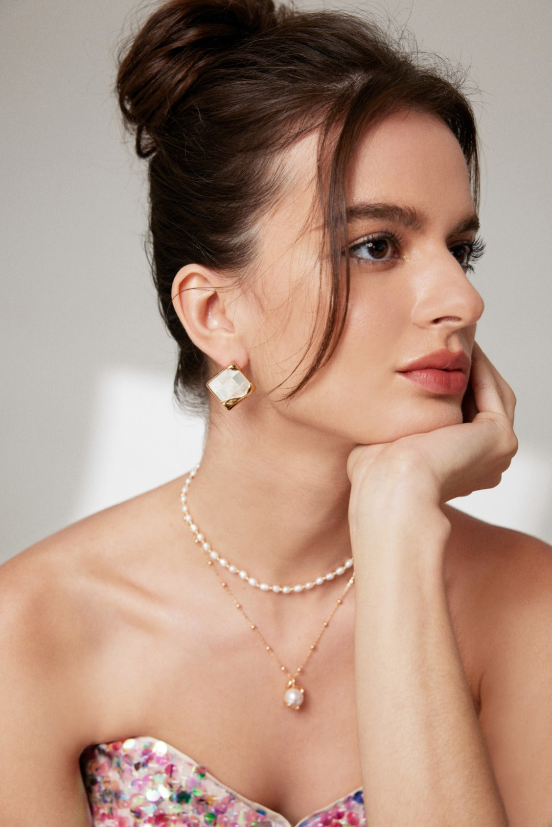 Modern Sterling Silver with Pearl Shell Earrings