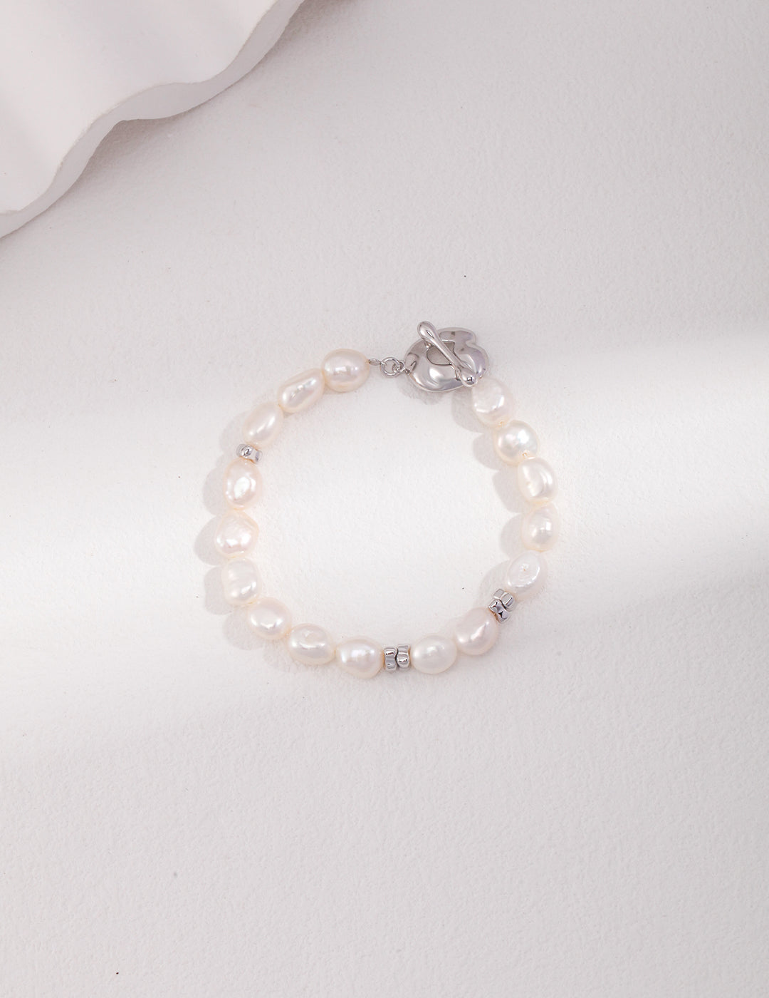 Vintage Style Baroque Pearl Silver Bracelet